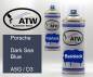 Preview: Porsche, Dark Sea Blue, A5G / D3: 400ml Sprühdose + 400ml Klarlack - Set, von ATW Autoteile West.